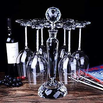 【中古】【インポート品・未当て嵌める】ぶどう酒水飲み ハンガー 8ぶどう酒水飲み 回転させる 納める 保持者 照明ランプ 窈窕たる 卓上 水晶 winechampagne