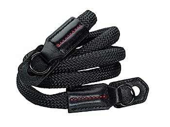 【中古】【インポート品・未当て嵌める】Vi Vante 御前上等腰かけ生産ライン 黒いこと レッドハイライトステッチロープカメラネックストラップ ナパレザーエンド 明かりめっきマウント輪っか クロ