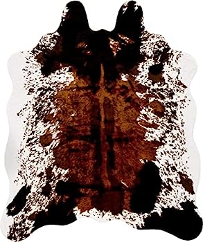 【中古】【輸入品・未使用】CONBEN フェイクカウハイドラグ Lサイズ (4.6ft x 6.6ft) ブラウン 牛柄装飾 ノンスリップラグ 動物隠れカーペット ファームハウス ウ|スカイマーケットプラス