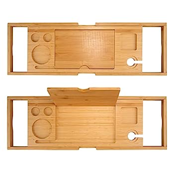 【中古】【インポート品・未当て嵌める】Ulrolc 竹製バスタブトレイキャディ 押しひろげる能力のあるな2階建てバスお盆 溜め桶用 本 ぶどう酒 経口避妊薬 書き付け保持者 2階建てバス御部屋 読みもの用オーガナイザートレイ