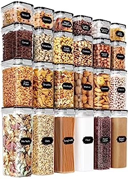 【中古】【輸入品・未使用】PRAKI (プラキ) 密閉食品保存容器セット 蓋付き 24個 BPAフリー キッチンとパントリーの整理 プラスチック漏れ防止キャニスター シリアル小麦粉&