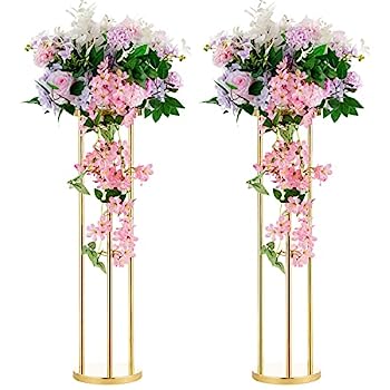 【中古】【輸入品・未使用】パーティー用シリンダー台座スタンド - ゴールド花瓶 センターピースウェディング用 テーブル用シリンダースタンド 31.5インチ メタル高花瓶 コ