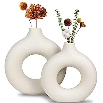 【中古】【インポート品・未当てはめる】白いこと陶器花立て 今めかしいな花立て ミニマリストかざり付ける がら明きラウンドつや消し パンパスお花花立て 洋弓ホー 老人ホーム 御芽出度 寄り合い ル