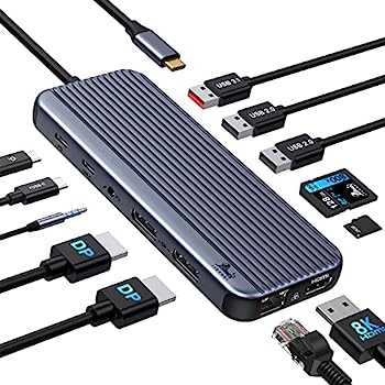【中古】【輸入品・未使用】デュアル DiplayPort USB C ノートパソコン ドッキングステーション トリプル4Kモニター 12-in-1 8K HDMI USB C ハブ 2DP HDMI 10Gbps USB A&C 2
