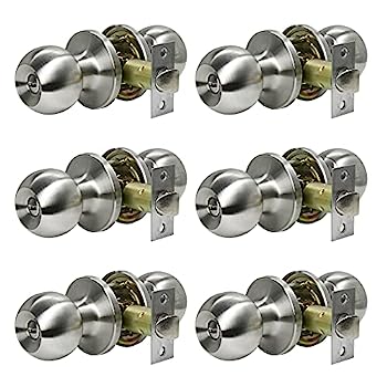 【中古】【輸入品・未使用】SUNTAI プライバシードアノブ キーレスインテリアロック 寝室や浴室用 - ボール サテンニッケルインテリアキーレスターン サムロック ラウンドド
