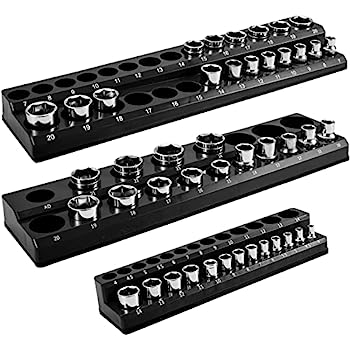 【中古】【輸入品・未使用】VEVOR 3個パック メトリックマグネットソケットオーガナイザー 1/2インチ 3/8インチ 1/4インチ ドライブソケットホルダー ソケット75個収納 ブラ｜スカイマーケットプラス
