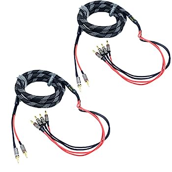 【中古】【輸入品・未使用】Arklove 5フィート 2パック 12awg スピーカーケーブル プレミアム 高耐久 編組ワイヤー デュアルバナナ2プラグからバナナオスプラグ4個 周波数分|スカイマーケットプラス