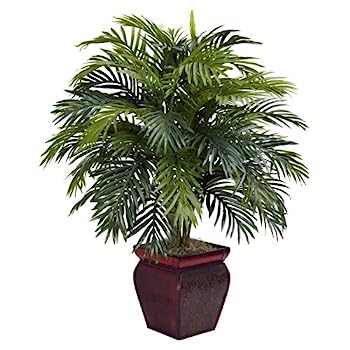 【中古】【輸入品・未使用】Nearly Natural 6686 アレカ プランター装飾シルクプラント、グリーン
