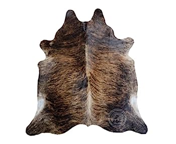 【中古】【輸入品・未使用】本物のダークブリンドル牛革ラグ 6 x 6 - 7フィート 180 x 210 cm