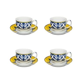 【中古】【インポート品・未当て嵌める】Vista Alegre Castelo Branco 珈琲優勝杯と平円盤 (4個仕掛ける) 瀬戸もの紅茶優勝杯仕掛ける