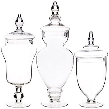 【中古】【インポート品・未当て嵌める】Palais Glassware アポカセリージャー 読みやすい瑠璃 ウェディングキャンディビュッフェコンテナ 3個仕掛ける L 読みやすい PG-BJ