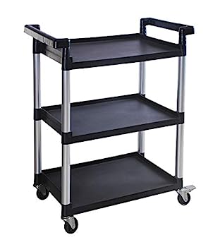 【中古】【輸入品・未使用】MaxWorks 80774 3棚ユーティリティプラスチックカート ホイール付き 最大容量225ポンド ブラック