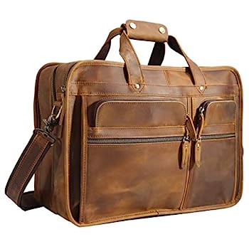 【中古】【インポート品・未当て嵌める】Polare モダンメッセンジャーバッグ レトロ調 17in メンズ 万覚え帳マイコン ブリーフ入れもの フルグレインレザー 割り増し金YKKチャック, ラ