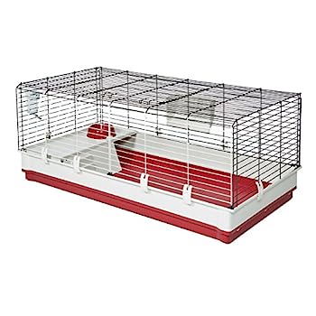 【中古】【インポート品・未当てはめる】Midwest Homes for Pets デラックスラビット\u0026実験材料伏せ篭、XL、白いこと\u0026赤いこと