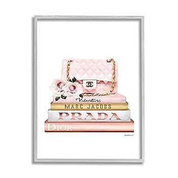 【中古】【輸入品・未使用】Stupell Industries ピンクパース ゴールド ブックスタック グラムファッション 水彩デザイン、Amanda Greenwoodによるデザイン、24 x 30
