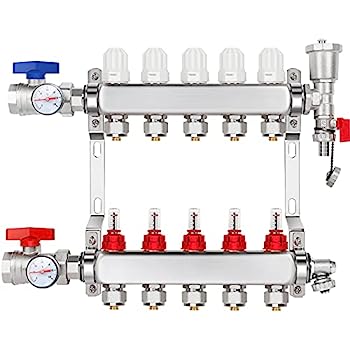 【中古】【輸入品・未使用】5-Branch PEX 放射床暖房マニホールド ステンレススチール 1/2インチ PEXチューブ用 5つのループ放射フロアマニホールドセット｜スカイマーケットプラス 41,286円