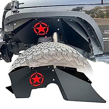 【中古】【輸入品・未使用】EYOUHZ スチールフロントフェンダーライナーレッドロゴ互換性2007-2018Wrangler JK JKU スポーツサハラルビコン2/4ドア