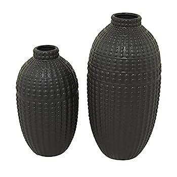 【中古】【輸入品・未使用】Deco 79 コンテンポラリー ストーンウェア 花瓶 ブラック