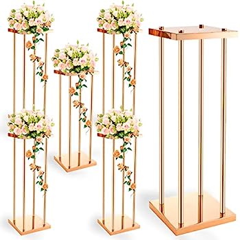 【中古】【輸入品・未使用】6個 フラワースタンド ウェディングセンターピース テーブル用 トール花瓶スタンド ウェディングフラワースタンド プレート付き ウェディングパ｜スカイマーケットプラス