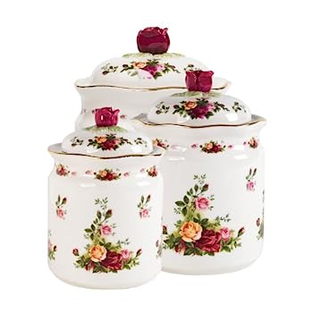 【中古】【インポート品・未当て嵌める】Royal Albert Old Country Roses Canisters, Set of 3 by Royal Albert その他-キッチン用品・食器・調理器具