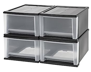 【中古】【インポート品・未当て嵌める】IRIS 17クオート スタッキング抽き出し 4個容器に並べる 黒いこと