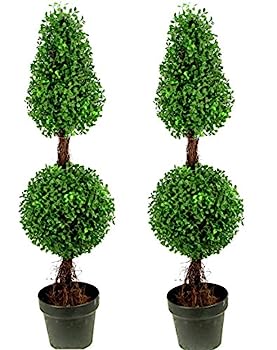 【中古】【輸入品・未使用】Admired By Nature 3フィート 人工ツゲ ダブルボール形刈り込みツリープラスチックポット入り、グリーン/ツートーン 2個セット|スカイマーケットプラス
