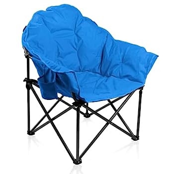 【中古】【輸入品・未使用】ALPHA CAMP オーバーサイズ ムーンソーサーチェア 折りたたみ式カップホルダーとキャリーバッグ付き - ブルー