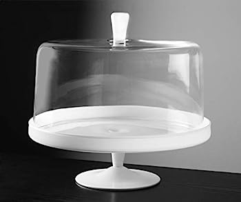 【中古】【輸入品・未使用】Barski Euorpean Quality Glass 大型2個セット 足付きガラス オパール(ホワイト) ケーキスタンド Lサイズ クリアケーキドーム付き オパール(ホワ