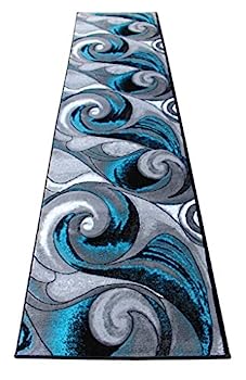 【中古】【輸入品・未使用】Masada ラグ モダンウーブンランナー ターコイズ エリアラグ 手彫り (32インチ x 10フィート) ランナー