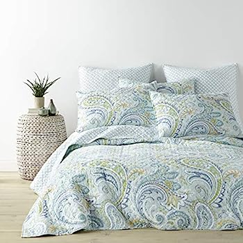 【中古】【輸入品・未使用】Levtex Home Cortona ペイズリーキング キルトセット グリーン コットン100% リバーシブル