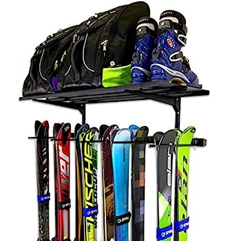 【中古】【輸入品・未使用】StoreYourBoard Omni スキー 壁ラック + 収納棚 10組収納可能、スキー壁掛け、自宅用/ガレージ用収納ハンガー