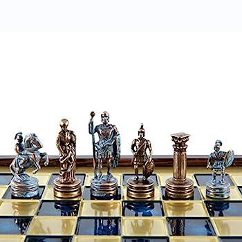【中古】【輸入品・未使用】Manopoulos ギリシャローマ軍 チェスセット ブルー&銅 木製ケース ブルーボード｜スカイマーケットプラス