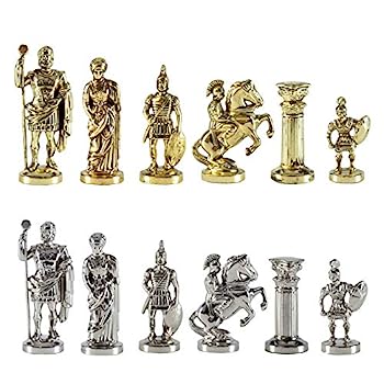 【中古】【輸入品・未使用】Manopoulos ギリシャローマ軍大チェスセット 真鍮&ニッケル チェスボードなし