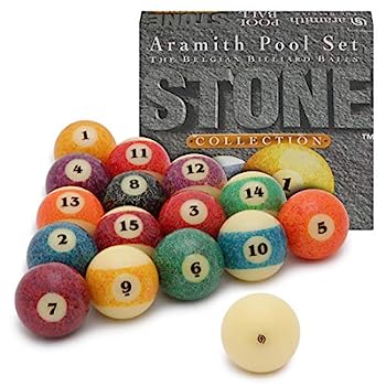 【中古】【輸入品・未使用】Aramith Stone ビリヤードプールボールセット 2 1/4インチ グラナイトルック|スカイマーケットプラス