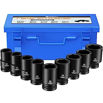 【中古】【輸入品・未使用】Anbull 1インチ ドライブインパクトソケットセット 9ピース Jumpo 浅いソケット メトリックサイズ (27 30 32 35 36 38 41 46 50mm) CR-Mo スチー