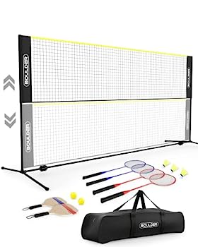 【中古】【インポート品・未当て嵌める】Boulder Sportsアウトドアサイバー空間仕掛ける - オールインワンバドミントン、ピックルボール\u0026バレーボールネットスポーツセット - 後庭、砂浜、ドラ