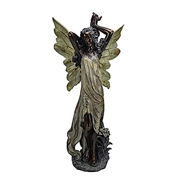 【中古】【輸入品・未使用】Napco Imports ブロンズ 立っている妖精 髪を抱く像 リリー付き 14304