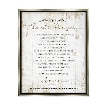 【中古】【輸入品・未使用】Stupell Industries The Lords Prayer Our Father 素朴なアンティーク調ホワイトウッドルック Jennifer Pugh デザイン