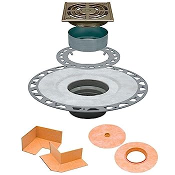 【中古】【輸入品・未使用】Schluter Kerdi 排水キット 4インチ ブラッシュドニッケル 陽極酸化アルミニウム格子