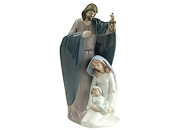 【中古】【インポート品・未当て嵌める】Nao by Lladro 寄せあわせ用瀬戸もの図形: 救い主の生まれ落ちる - 高さ9 1/2in - ジョセフ、聖処女マリア、お子さん救い主... バッグ・小物・ブランド雑貨-その他