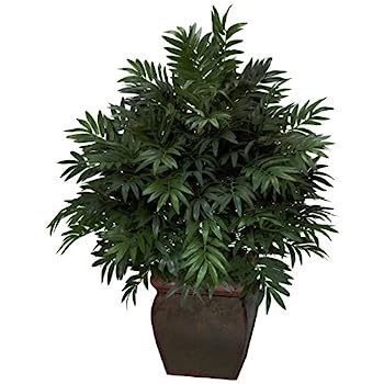 【中古】【インポート品・未当て嵌める】Nearly Natural 6719 トリプルバンブーパーム プランターかざり付ける地絹工業プラント 緑であること