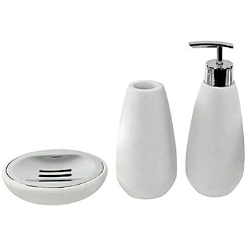 【中古】【輸入品・未使用】Gedy OP280-02 Opuntia Stone バスルームアクセサリーセット ホワイト