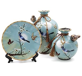 【中古】【輸入品・未使用】NEWQZ クラシック セラミック 花瓶 3個 セット 中国 クラシック 花瓶 ホーム 装飾 リビング ルーム 装飾 用 ブルー｜スカイマーケットプラス