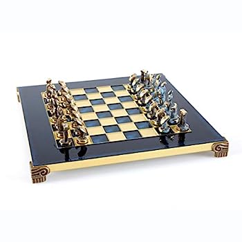 【中古】【輸入品・未使用】Cycladic Art チェスセット ブロンズ素材 ブルーチェスボード｜スカイマーケットプラス
