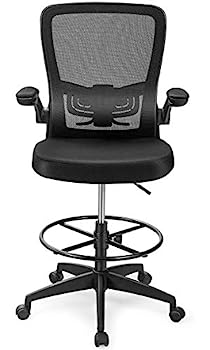 【中古】【輸入品・未使用】Happygrill 製図椅子 高さ調節可能 オフィスチェア アームレスト付き フットレストリング バックサポート ホームオフィス用｜スカイマーケットプラス
