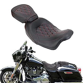 【中古】【輸入品・未使用】運転席と助手席用薄型シート ハーレーツーリングロードキング ストリートグライド エレクトラグライド ロードグライド CVO 2009-2020用 (スタイ