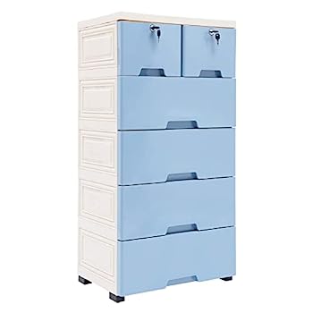 【中古】【インポート品・未当て嵌める】WOQLIBE 洋服箪笥抽き出しまとめ役 可塑性物質洋服箪笥 6つの抽き出し付き添い人 止ん事無い鍵を掛ける能力のあるな記憶装置押し入れ キャスター付き添い人