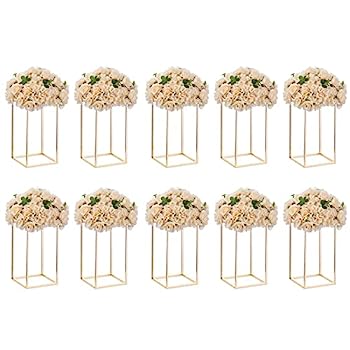 【中古】【輸入品・未使用】Nuptio (ヌプティオ) ゴールド花瓶 ウェディングセンターピース アクリルパネル付き - 高さ15.75インチの花瓶 ウェディング/テーブル/ホームパー