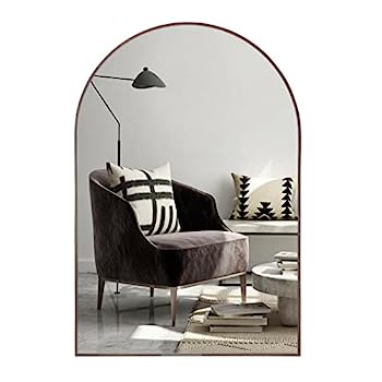 【中古】【輸入品・未使用】Camden Reed 24x36インチ ラウンドアーチメタルウォールミラー ウォールナット
