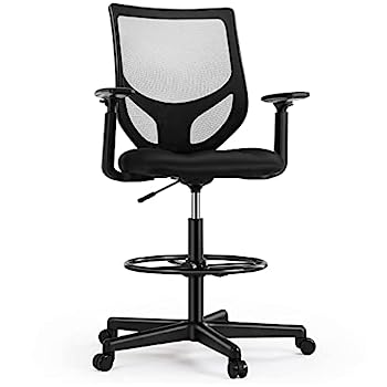 【中古】【輸入品・未使用】MCQ 製図椅子 背の高いオフィスチェア スタンディングデスク用 高さ調節可能 オフィスデスクチェア 調節可能なアームレストとフットリング付き